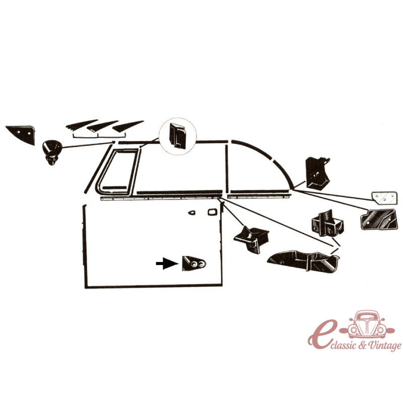 Set de 2 juntes de centrat de porta cabriolet 58-79