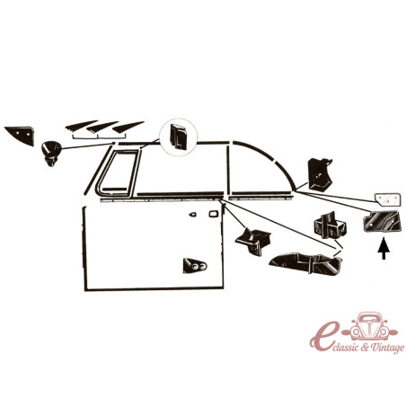 set de 2 joints sur le montant C cabriolet 73-79