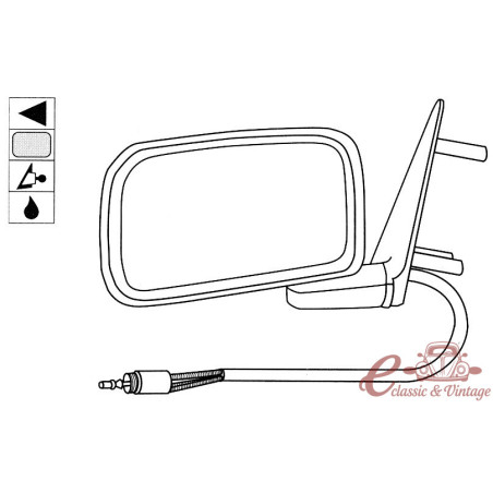 Espelho exterior esquerdo com comando manual para Golf 2 8 / 87-10 / 91